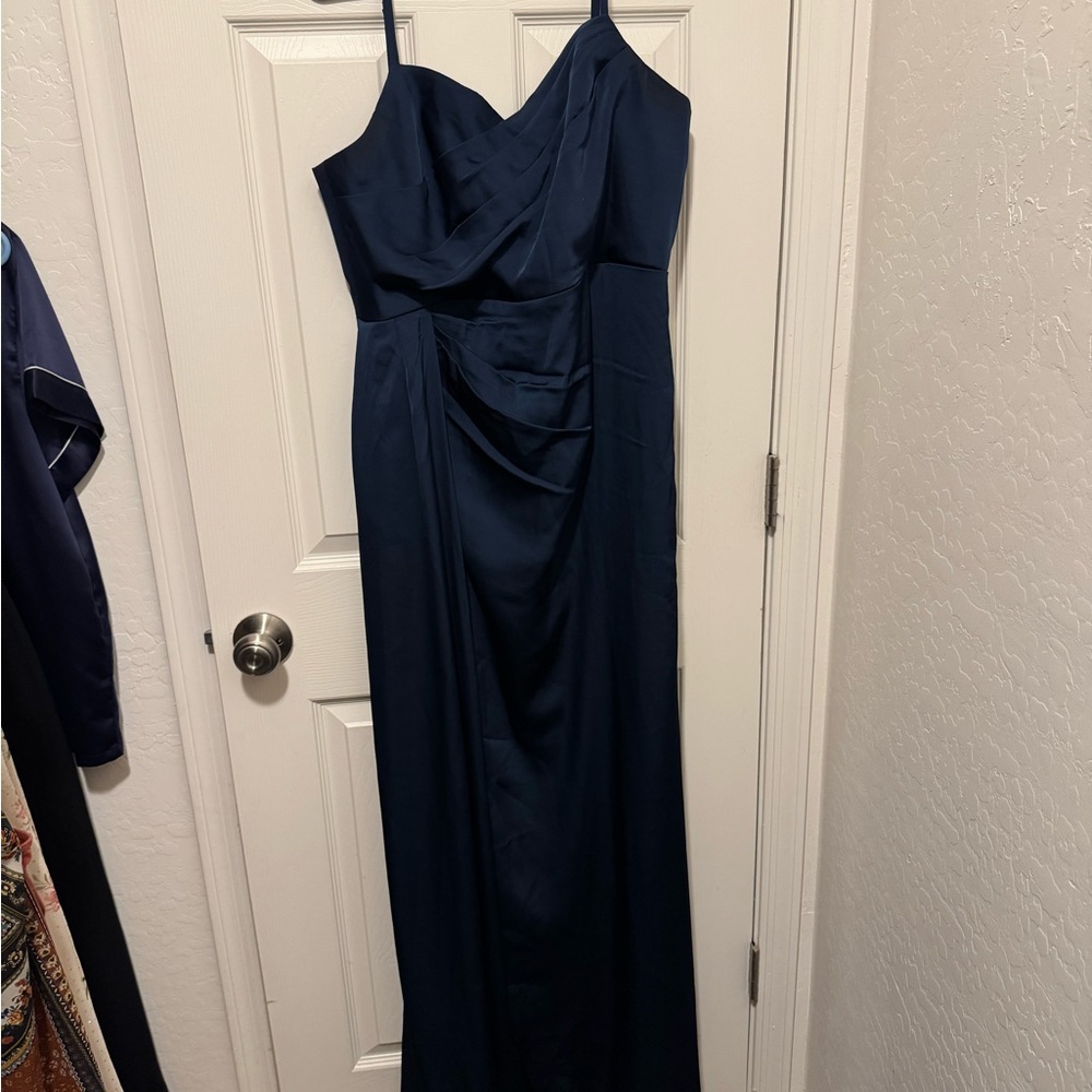 Azazie Blue Spaghetti Strap Sleeveless Gown